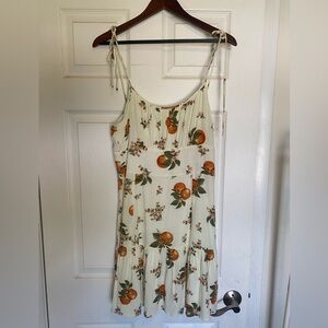 Sugar lips orange citrus sun dress adjustable tie straps - medium